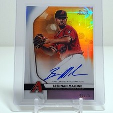 Brennan Malone 2020 Bowman Sterling Prospect Orange Refractor Auto 40/75 D'backs