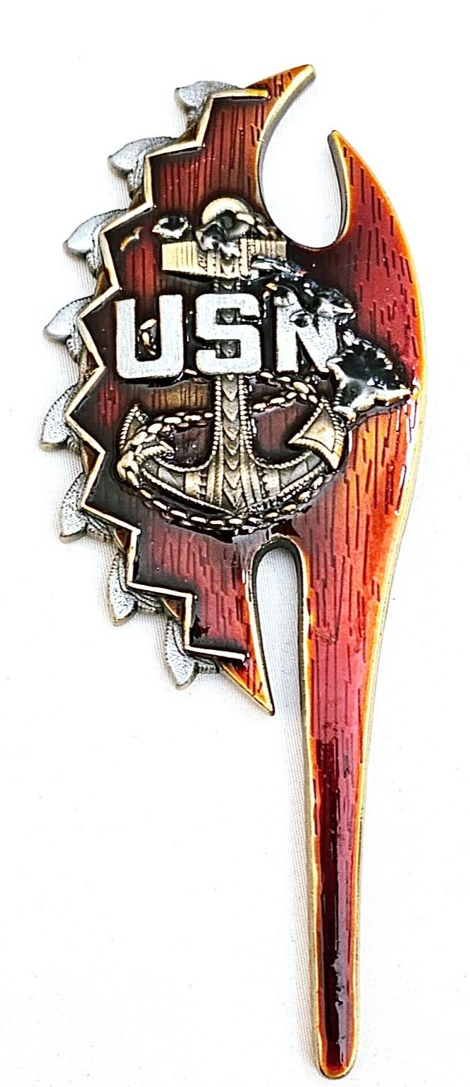 Awesome 5" Navy USN Chiefs Mess CPO Challenge Coin NRD Hawaii Battle