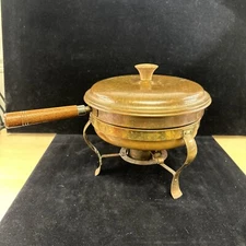 B&M Douro Portugal Copper Chafing Dish and sterno holder With Brass Stand