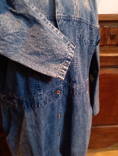 3X Carolina Bay Plus Embroidered Blue Denim Jean Midi Dress 100% Cotton - Picture 4 of 9