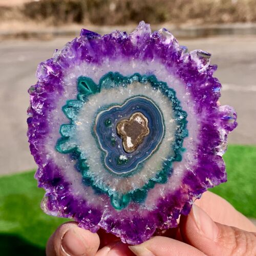 81G Natural Alta Calidad Amatista Ágata Cuarzo Racimo Rebanada Cristal Mineral - Imagen 3 de 24