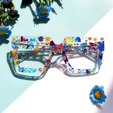 Oversize  Square Reading Glasses Full Rim Women Readers Flowers Acetate Frames