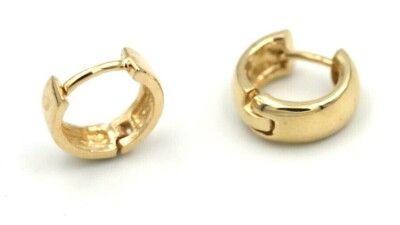 Genuine 9ct Yellow Gold Hoop Plain Small Huggies Earrings