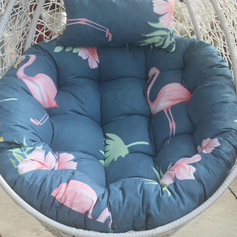 Hanging Swing Egg Chair Cushion Floral Large Round Papasan Cushion Pad w/  Pillow