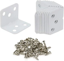 90 Degree L Shaped White Right Angle Bracket Corner Brace Support with Screws