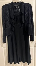NWT R M Richards Women s Black 2 Piece Sequin Lace Dress w/Jacket Size 8