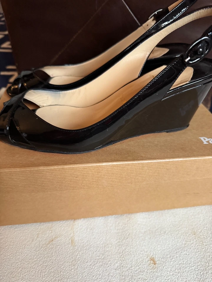 Bomba Christin Loubutin Sofia Sling 70 charol negro - 40,5 Foto 4 de 4