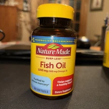 Nature Made Fish Oil 1200 mg, EPA, DHA & 720mg OMEGA-3, 120 Softgels EXP OCT2026