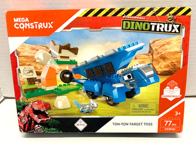MEGA CONSTRUX DINOTRUX TON-TON TARGET TOSS BUILDING SET DXW46 77 PIECES 2016 NEW
