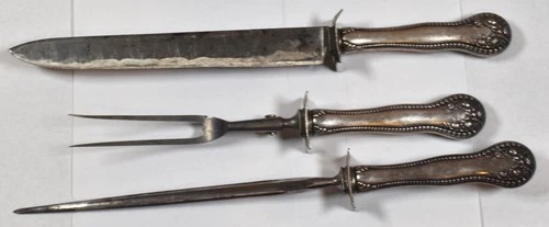 Gorham Lancaster Rose Pattern Sterling Silver 3 Piece Carving Set Knife Fork Etc