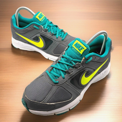 Nike Air Relentless 3 Women 8 Gray Teal Yellow Running Shoes 616596-006 2014 EUC