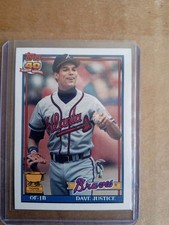 Topps Dave Justice #329 All-Star Rookie 1991 Baseball Card Atlanta Braves MLB. rookie card picture