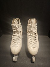 Jackson White Lace-Up Figure Ice Skates Size 4 w/ Legacy Blades Toe Pick