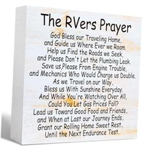Farmhouse Camping Decor Funny Camping Sign Rustic The RVers Prayer Wood Block 
