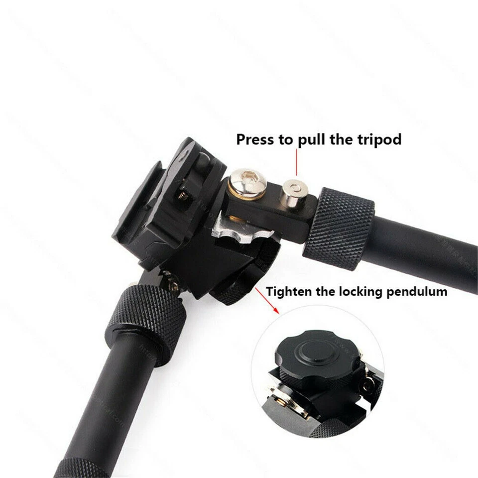 7-9'' Adjustable V8 Rifle Bipod 20mm Picatinny Rail Mount 360 Swivel QD Shooting - Image 3 of 4