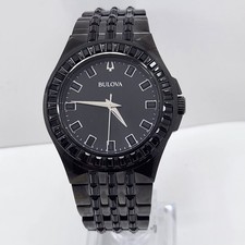 Bulova 98A240 Phantom Swarovski Crystal Black Dial Stainless Men's Watch 625