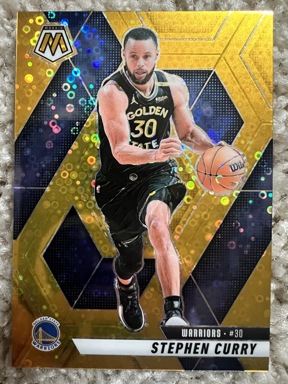 2024-25 Mosaic Stephen Curry #163 Fast Break Gold Disco Prizm 02/10 Warriors