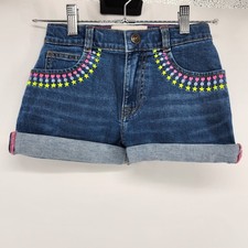 Mini Boden Girls 6-7 Yr Mid Vintage Embroidered Denim Shorts NWT