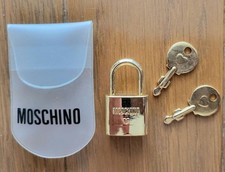 Moschino Boston Borsa Lucchetto Set Chiave Inclusa Inutilizzata Raro Accessorio Autentico Oro