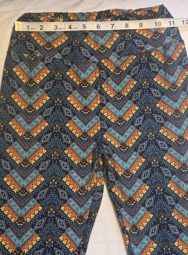 LuLaRoe Women's Size XS Blue Orange Yellow Geometric Cube Print Legging Pants - Picture 4 of 10