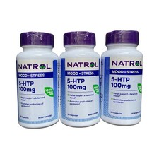 Natrol 5-HTP 100mg For Mood  Stress 30 Caps ea.   3 Bottles  Exp 6/26