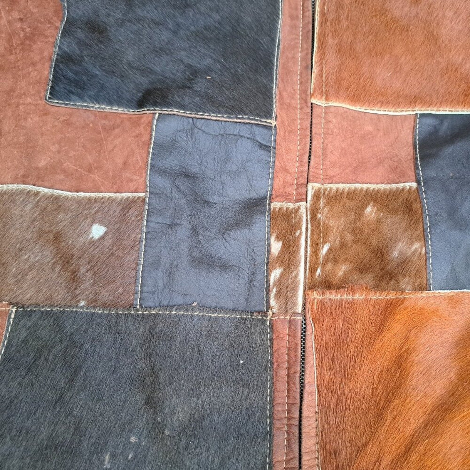 Vintage Davoucci Jacket Leather Patchwork Men Bro… - image 9