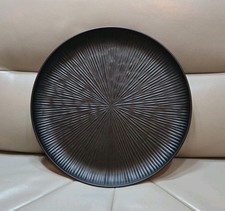 Black Metal Tray Ribbed Scandinavian Style 39cm