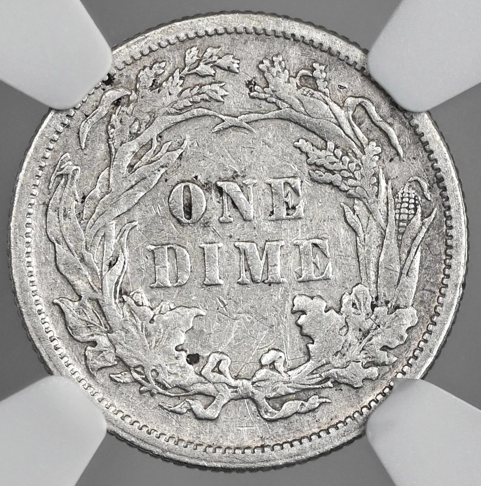 1877-P  10C SEATED LIBERTY SILVER DIME  NGC AU DETAILS "SCRATCHES" #8404751-004 - Image 3 of 4