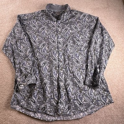 Cinch Western Shirt Men s XXL Blue & Green Paisley Long Sleeve Button Down Rodeo