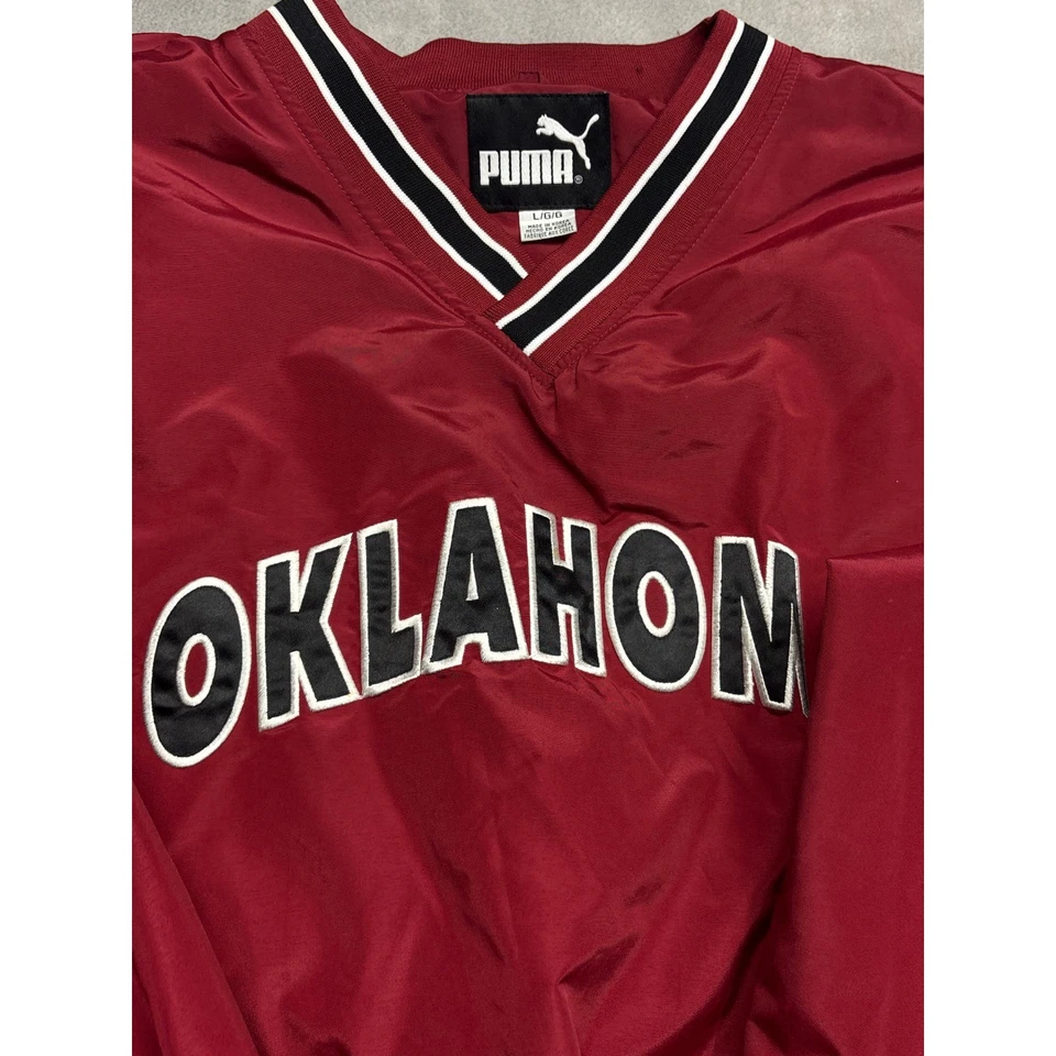 复古彪马俄克拉荷马州套衫风衣夹克勃艮第 V 领 — 第 2/4 张图片