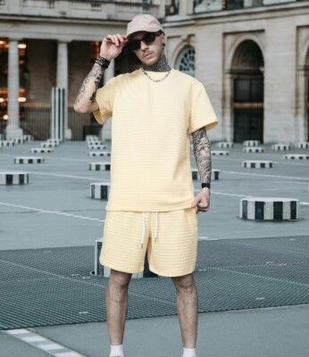 Men Summer Outfit 2-Piece Set Short Sleeve T-Shirt and Shorts