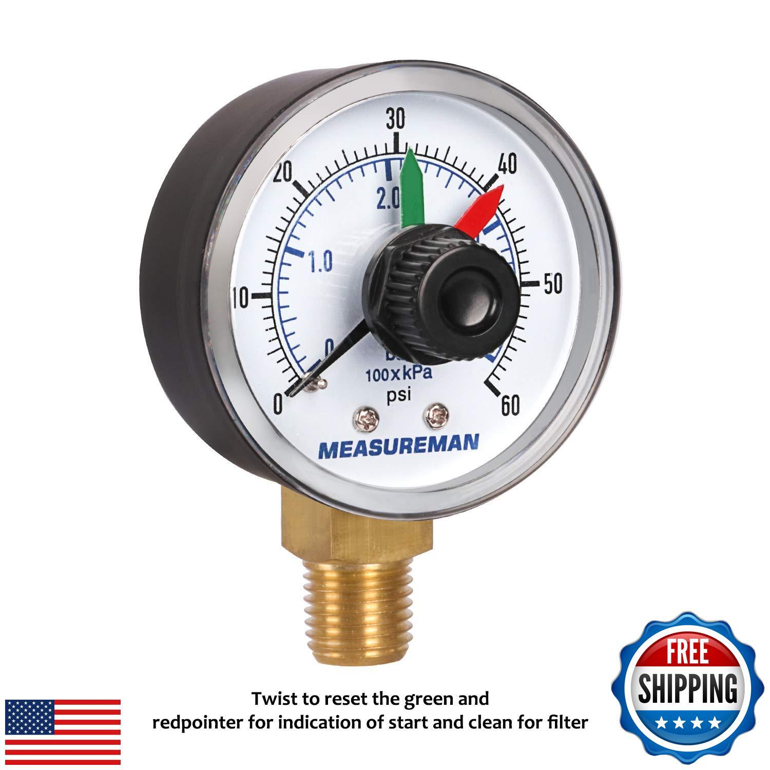MEASUREMAN Boxed Pressure Gauge with Dial Replacement for Select Filters, 2" 