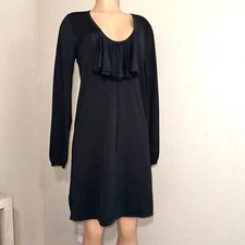 LEON MAX LIMITED EDITION SILK/NYLON LONG SLEEVES BLACK Dress Size M