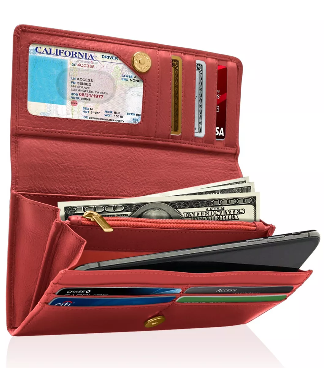 Genuine Leather Wallets For Women s Ladies Wallet Clutch Accordion RFID Blocking
