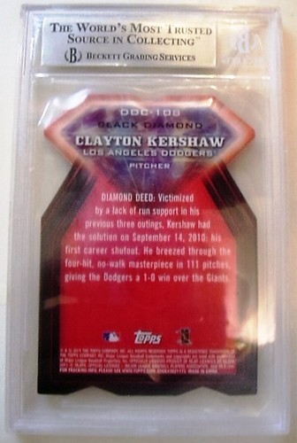 2011 TOPPS DIAMOND DIE CUT BLACK #DDC-108 CLAYTON KERSHAW L A DODGERS 54/60 - Picture 2 of 2
