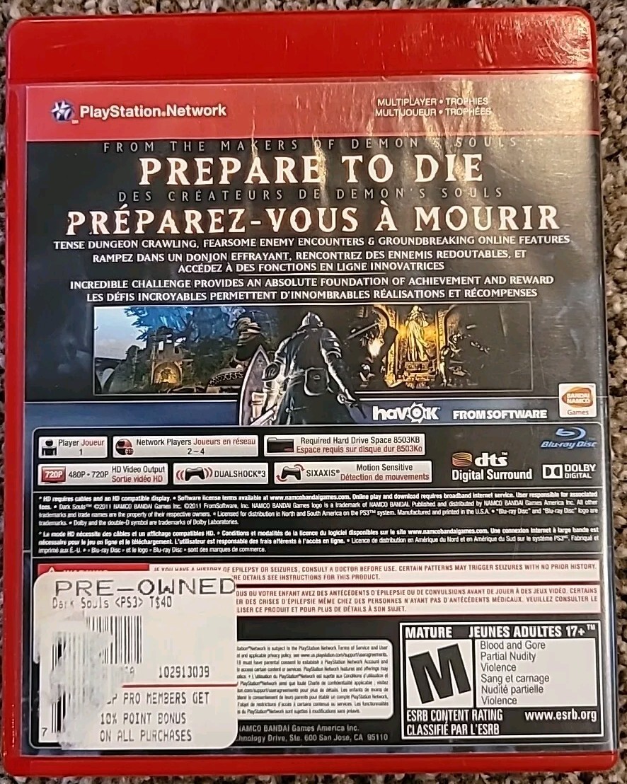 Dark Souls (Sony PlayStation 3, 2011) Greatest Hits Version CIB