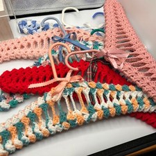 Vintage crochet covered hangers handmade non slip