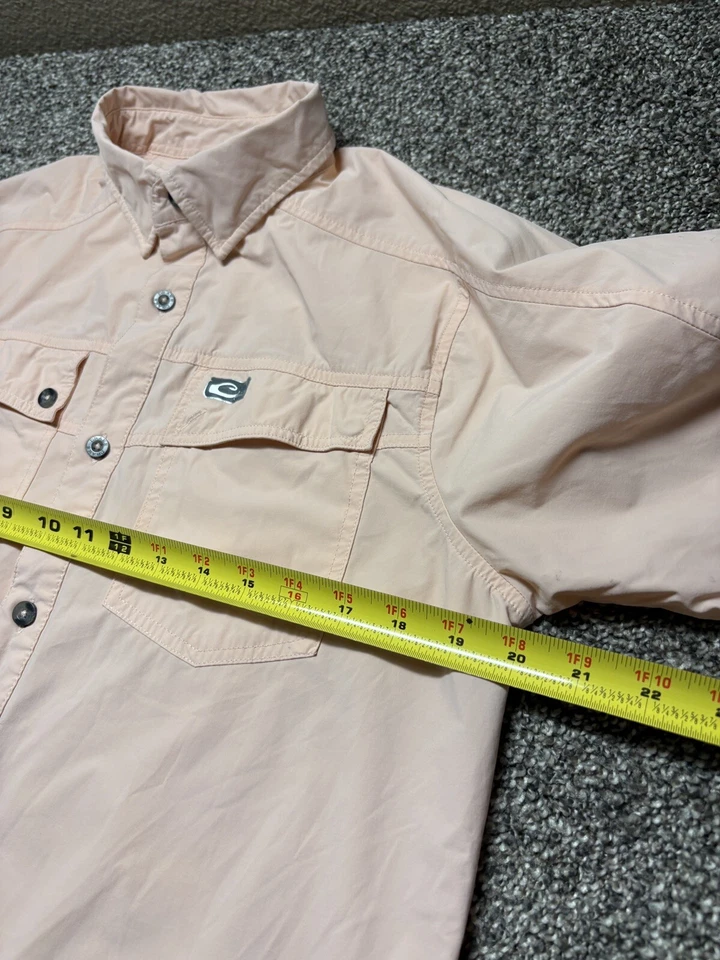 DRAKE Waterfowl Shirt Mens Small Pink Sun Vented Zip Pocket - Image 3 of 4