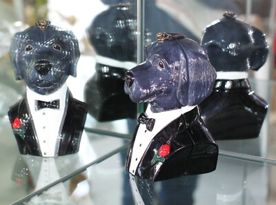 美品 レア ハンドメイド CMIELOW チミエルフ 犬 置物 黒 TIMMY WOODS JEEVES BUTLER BLACK LABRADOR LAB DOG MINAUDIERE