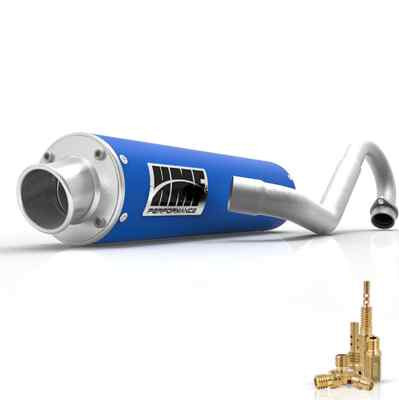 HMF PERFORMANCE FULL EXHAUST BLUE W/ BRUSHED TURN CAP + JET KIT LTZ 400 03 - 08