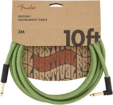 Fender Festival Instrument/Guitar Cable Eco-Friendly Pure Hemp, GREEN 10' ft