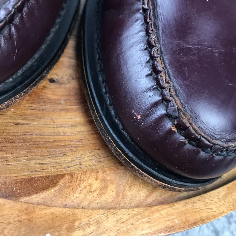 "346" Brooks Brothers Penny Loafers Mens 8.5D Burgundy Leather Dress Shoes - Image 3 of 4