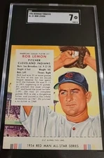 1954 Red Man #21 Bob Lemon With Tab  Indians HOF SGC  7  NM 