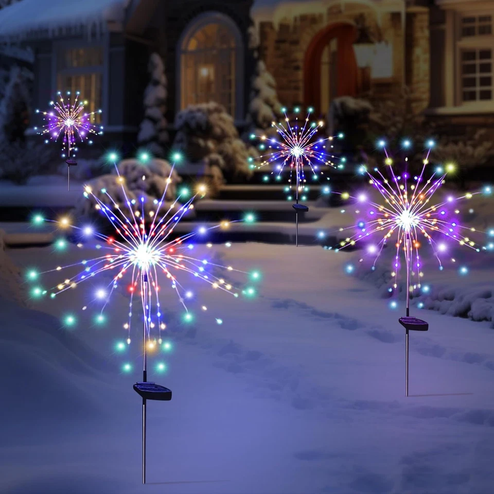 Christmas Garden Lights Solar Firework Sparklers Lamp Outdoor Waterproof Decor  - Image 3 of 4