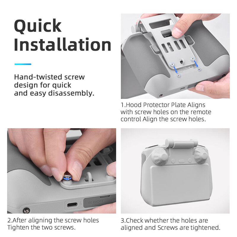 For DJI Mini 3 w/ screen remote control visor RC lanyard Light blocker sunshade