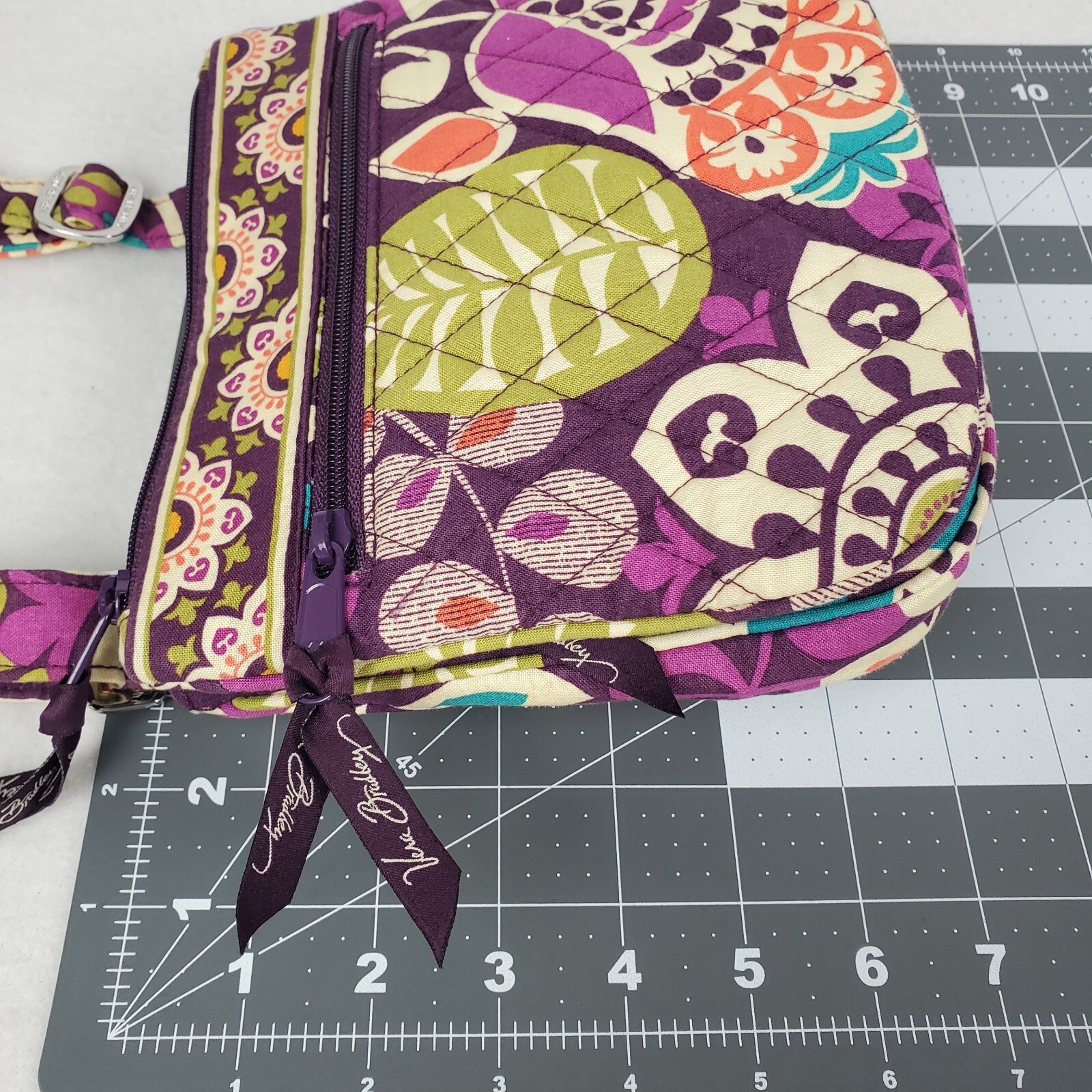 Vera Bradley Plum Crazy Fold Over Flap Crossbody Shoulder Bag Purse