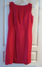 David Warren 100% Silk Red Knee-Length Sleeveless Lined Pencil Dress Size 2P