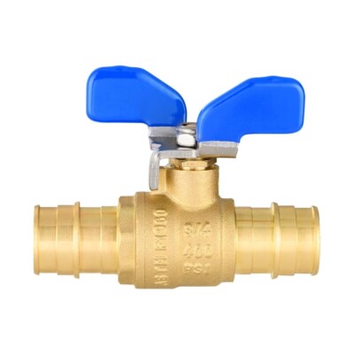 EFIELD 3/4''×3/4''PEX-A Expansion Butterfly Ball Valve Blue Handle Brass Lead Free