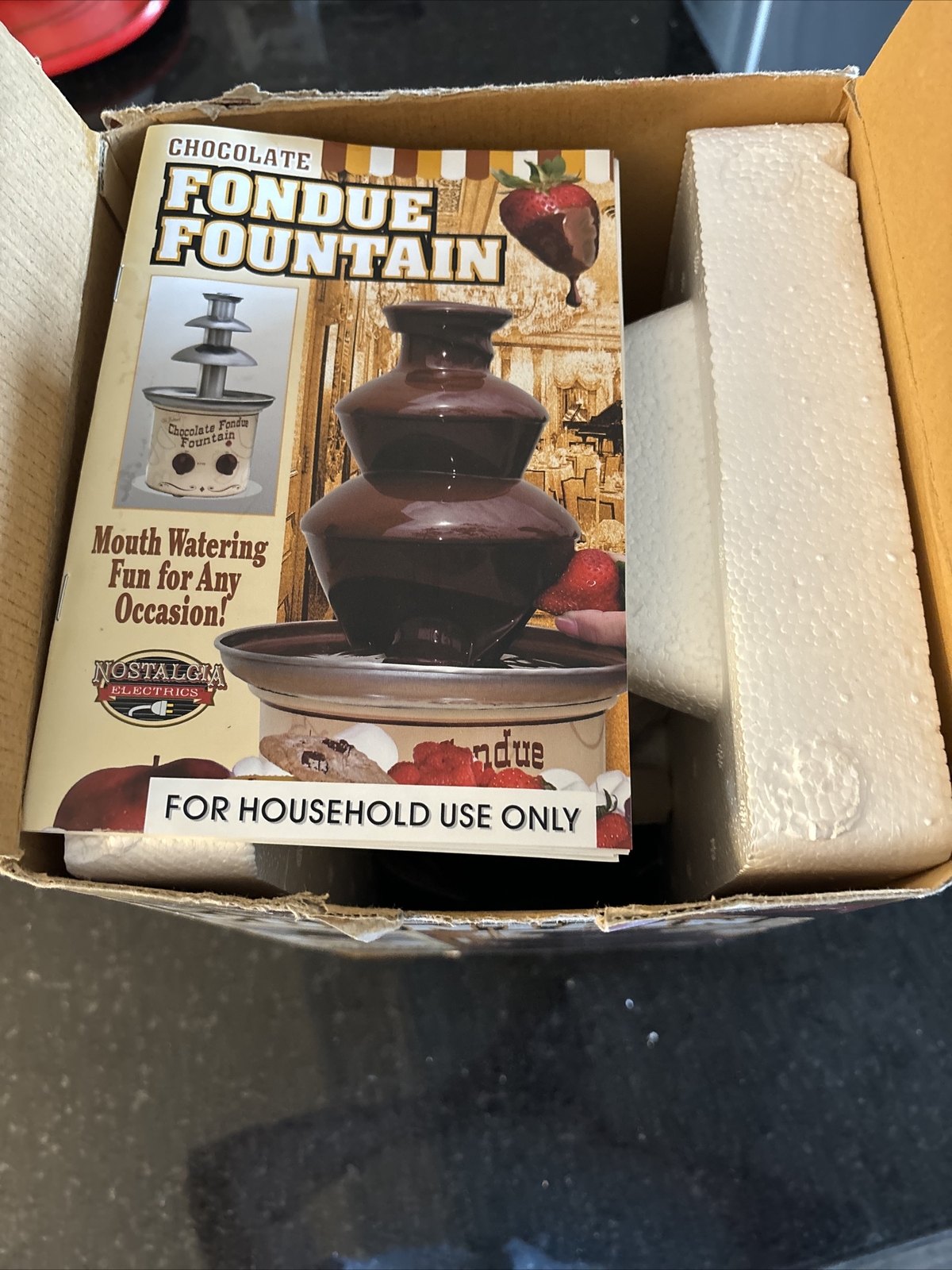 Nostalgia Electrics Chocolate Fondue Fountain - Stainless Brand New In Open Box.
