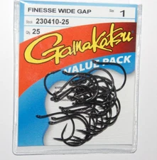 gamakatsu finesse wide gap hook hooks size 1 230410-25 bass senko value pack